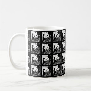 Mok, Reuzenpanda's Pop Art, Zwart-wit Koffiemok