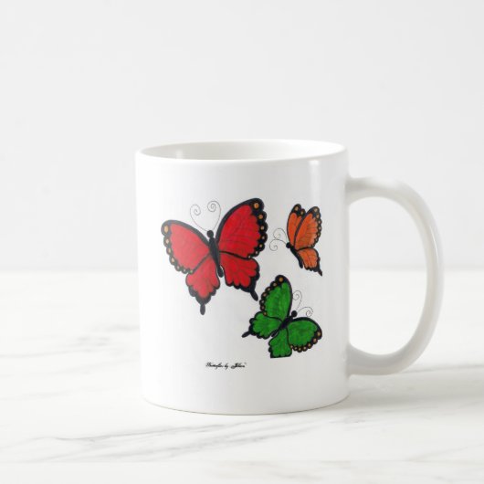 Mok rode, oranje en groene vlinders (Rechts)