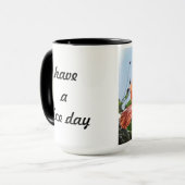 Mok rode papaver: "heb een leuke dag" (Voorkant links)