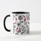 Mok, rood en zwart, kantelen, patchwork, bijtend mok (Links)