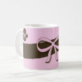 Mok roze en bruine bogen en bloemen (Voorkant links)