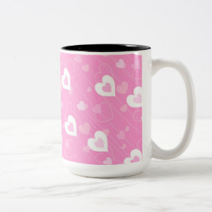 Mok roze en witte harten Patroonkoffie