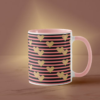 Mok roze en zwarte strepen Valentijn