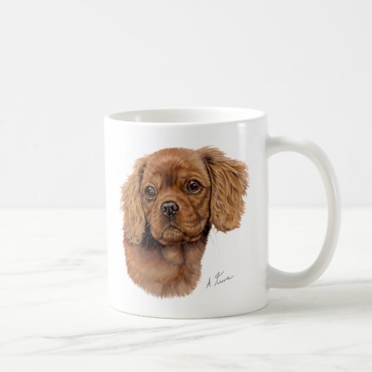 Mok, Ruby cavalier koning charles spaniel puppy Koffiemok (Rechts)