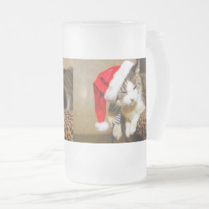 Mok Santa Kat Painterly Frosted Glass Beer