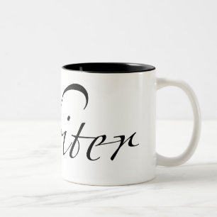 Mok schrijver met twee tonen (zwarte letters)