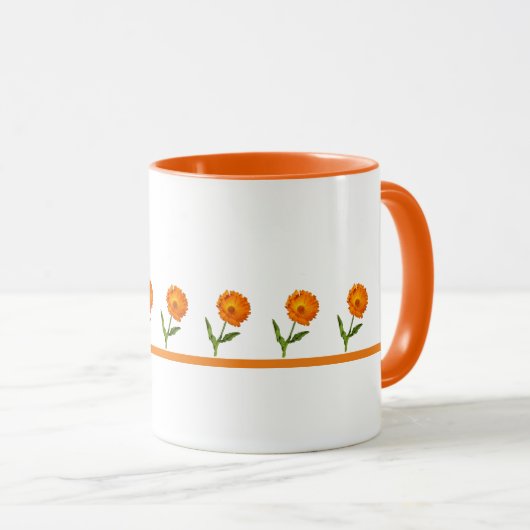 Mok - Sinaasappelbloemen op een lijn (Voorkant rechts)