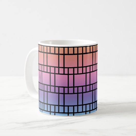 Mok - Square Leaded Glass Pattern in Blues (Voorkant links)