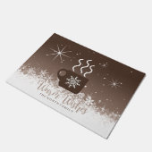 Mok Steaming Hot Drink met sneeuwrand Bruin ID595 Deurmat (Schuin)