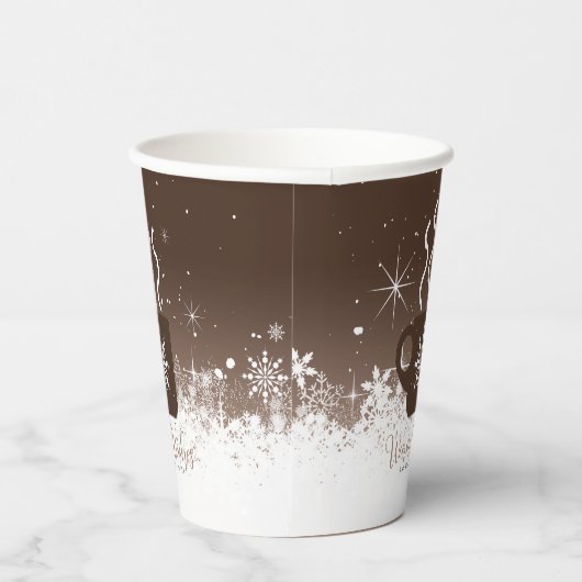Mok Steaming Hot Drink met sneeuwrand Bruin ID595 Papieren Bekers (Rechts)