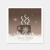 Mok Steaming Hot Drink met sneeuwrand Bruin ID595 Servet (Voorkant)