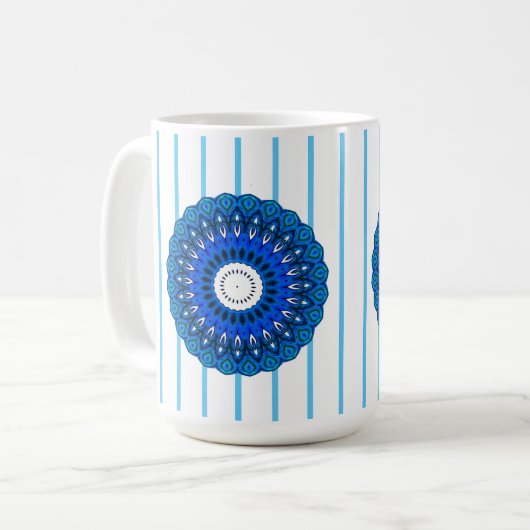 Mok Turquoise Pinstriped Blue Mandala (Voorkant links)