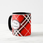 Mok-Two Tone-Red/Black Plaid Vrolijk Kerstfeest Mok (Voorkant links)
