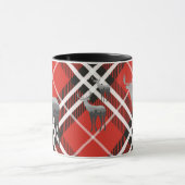 Mok-Two Tone-Red en zwart geruite met herten Mok (Midden)