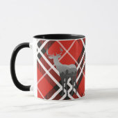 Mok-Two Tone-Red en zwart geruite met herten Mok (Links)
