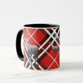 Mok-Two Tone-Red en zwart geruite met herten Mok (Voorkant links)