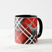 Mok-Two Tone-Red en zwart geruite met herten Mok (Voorkant rechts)