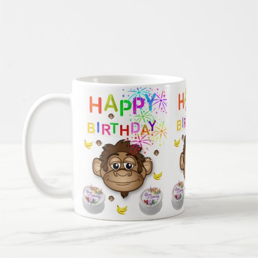 Mok van apen Happy Birthday Mok (Links)