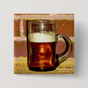 Mok van bier vierkante button 5,1 cm