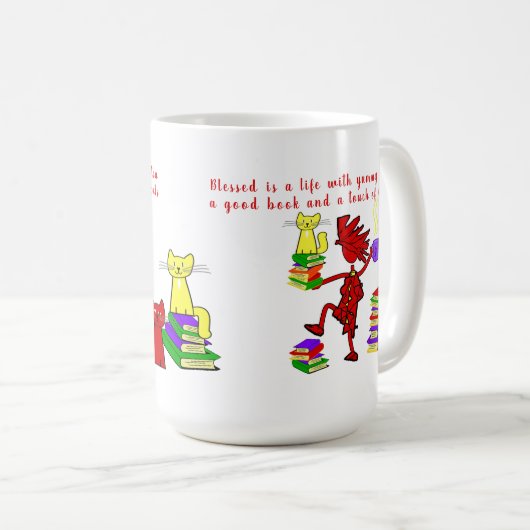 Mok van Books Tea Cats Coffee (Voorkant rechts)