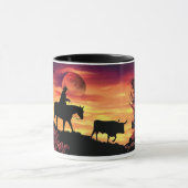 Mok van cowboy en Longhorn Steer (Midden)