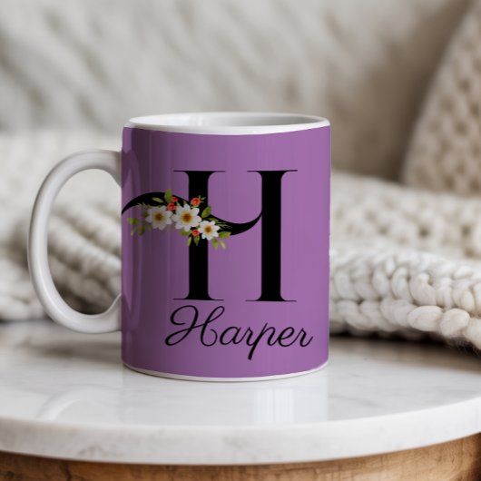 Mok van de lavendel van de waterverf met monogramm