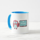 Mok van de leraar - Blauwe Chevron Red Owl op het  (Voorkant links)