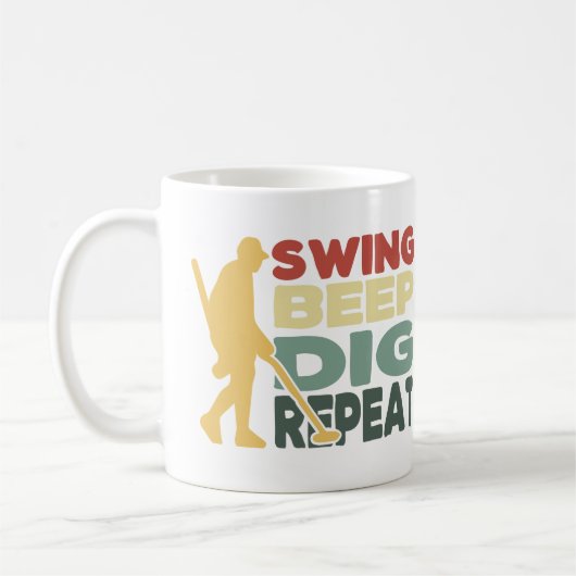 Mok van de metaaldetector Swing Beep Dig Herhaal F (Links)