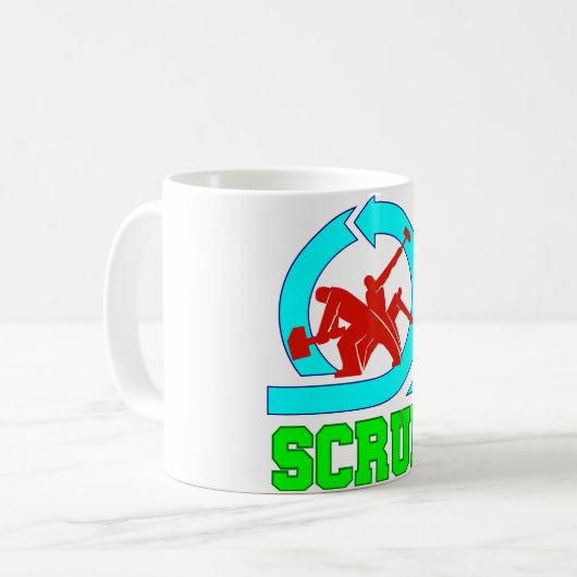 Mok van de scrum - Werknemers en het symbool van d (Voorkant links)