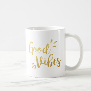 Mok   van de slogan Goede Vibes   gouden gouden