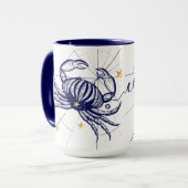 Mok van de zodiac Navy Blue en Gold Birth (Voorkant links)