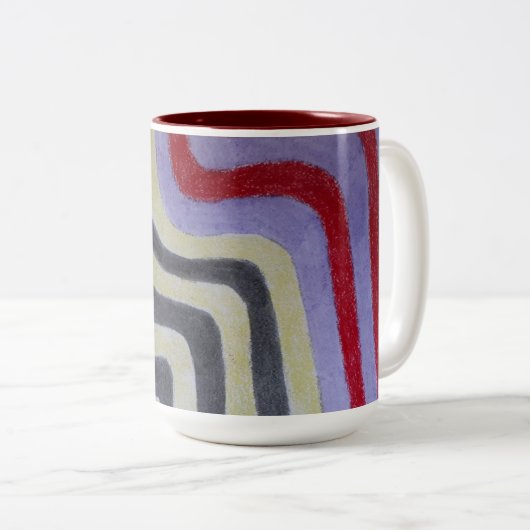 Mok van gekleurde golven (Voorkant rechts)