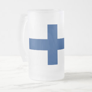 Mok van glas, bevroren, met Finse vlag