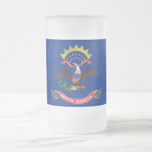 Mok van glas, bevroren, met vlag van North Dakota
