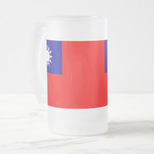 Mok van glas, bevroren, met vlag van Taiwan