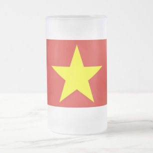 Mok van glas, bevroren, met vlag van Vietnam