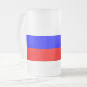 Mok van glas, gevroren met Russische vlag