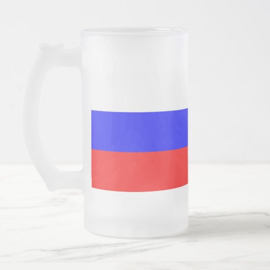 Mok van glas, gevroren met Russische vlag (Links)