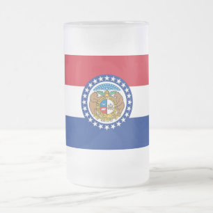 Mok van glas, gevroren, met vlag van Missouri