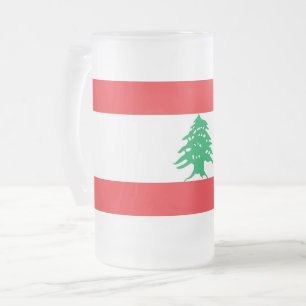 Mok van glas met vlag van Libanon, bevroren
