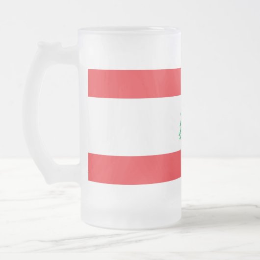 Mok van glas met vlag van Libanon, bevroren (Links)