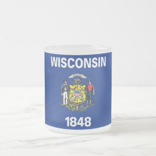 Mok van glas, voorgekookt, met vlag Wisconsin
