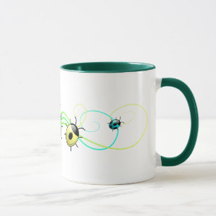 Mok van groene ladybugs