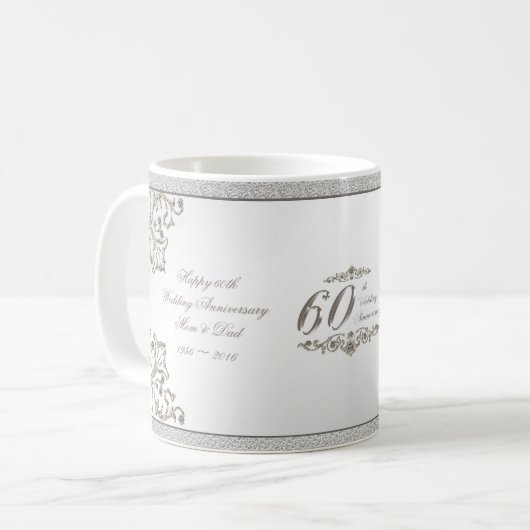 Mok van het 60ste Diamond Wedding Jubileum (Voorkant links)