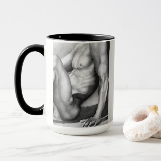 Mok van het gepersonaliseerde Masculine Art Nude-m (Met donut)