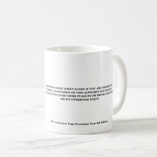 Mok van het Griekse "Life Cheat Sheet" (Voorkant rechts)