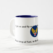 Mok van het leger van het luchtkorps met citaat en (Voorkant links)