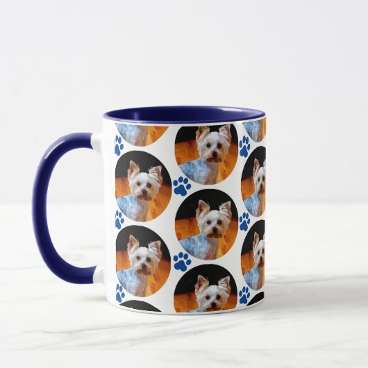 Mok van het moderne Pet Photo Blue Paw Print Patte (Links)