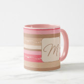 Mok van het pasteelmonogram en het stripspatroon (Voorkant rechts)