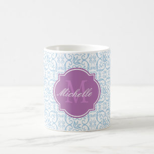 Mok van het plateaublauw Damask-Monogram